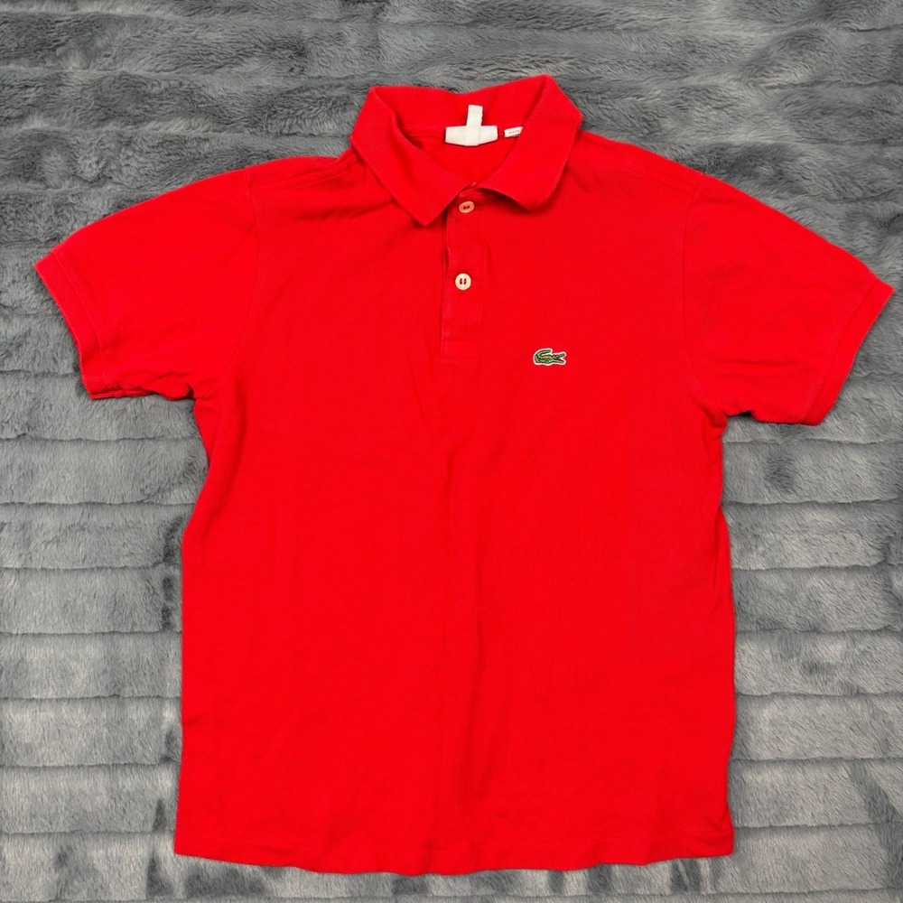 Lacoste Boys Red Short Sleeve Pique Polo Shirt FA10614 Size 14 164cm